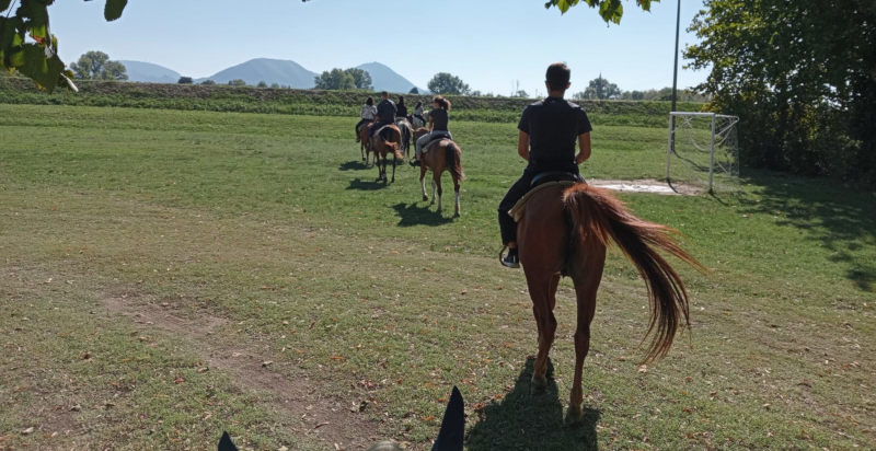 Panorama dei Monti Berici durante una passeggiata a cavallo