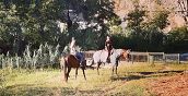 Cavaliere lungo sentieri panoramici nella natura della Toscana