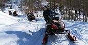 gruppo escursione motoslitte itinerario bosco Sauze di Cesana Torino