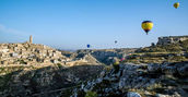 panorama Sassi Matera da una mongolfiera