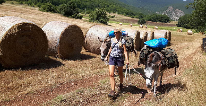 Passeggiata nella campagna abruzzese con asini